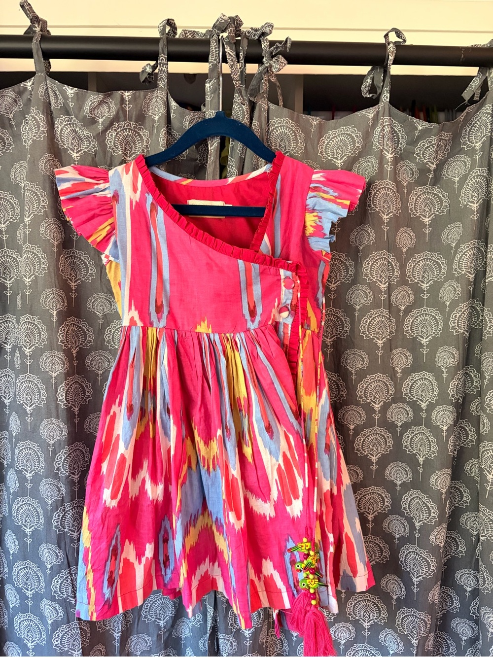 Hot Pink Ikat Wrap Dress